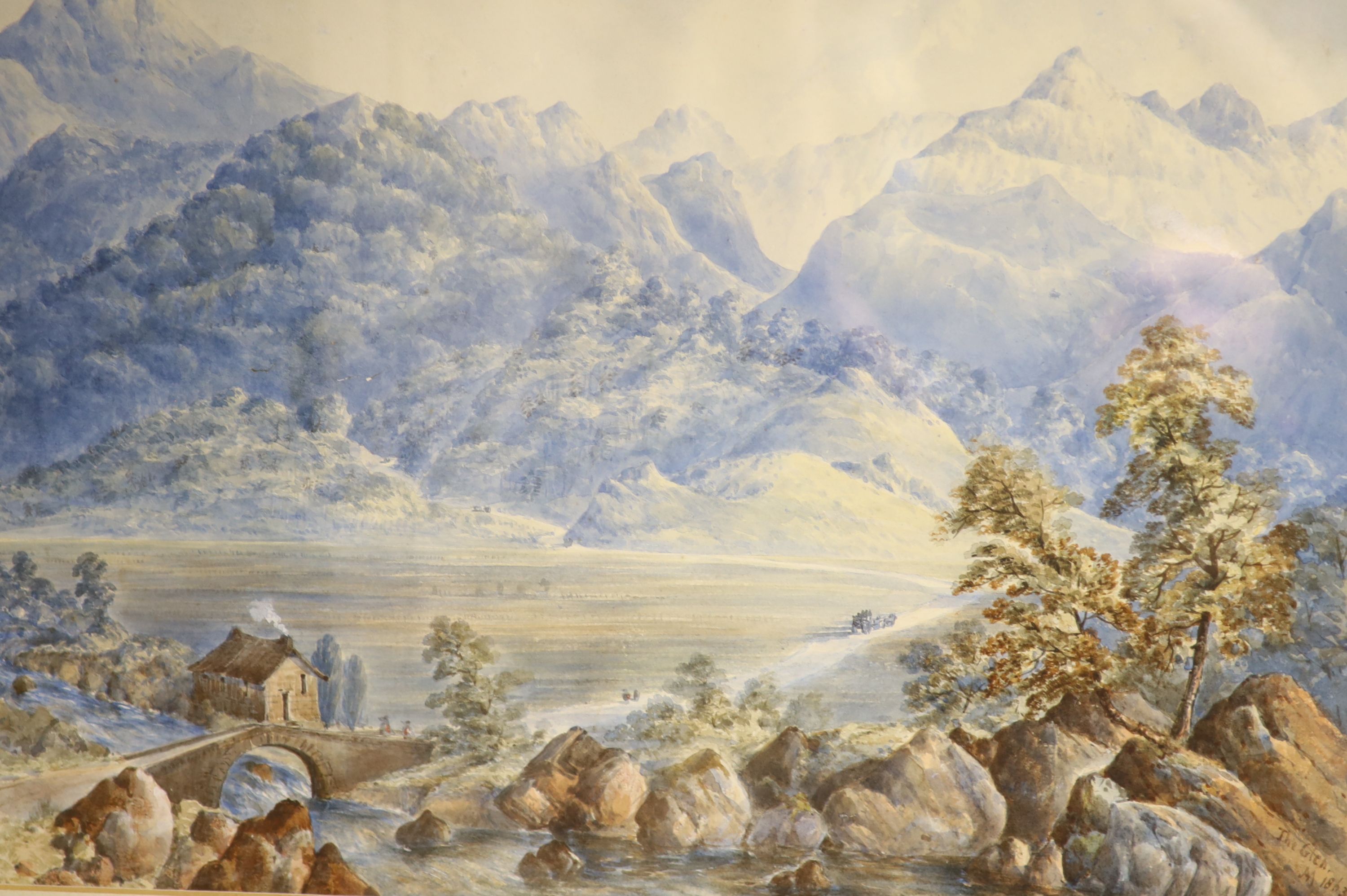 A.M. 19th century, watercolour, The Glen, monogrammed and dated 1863, 31 x 45cm